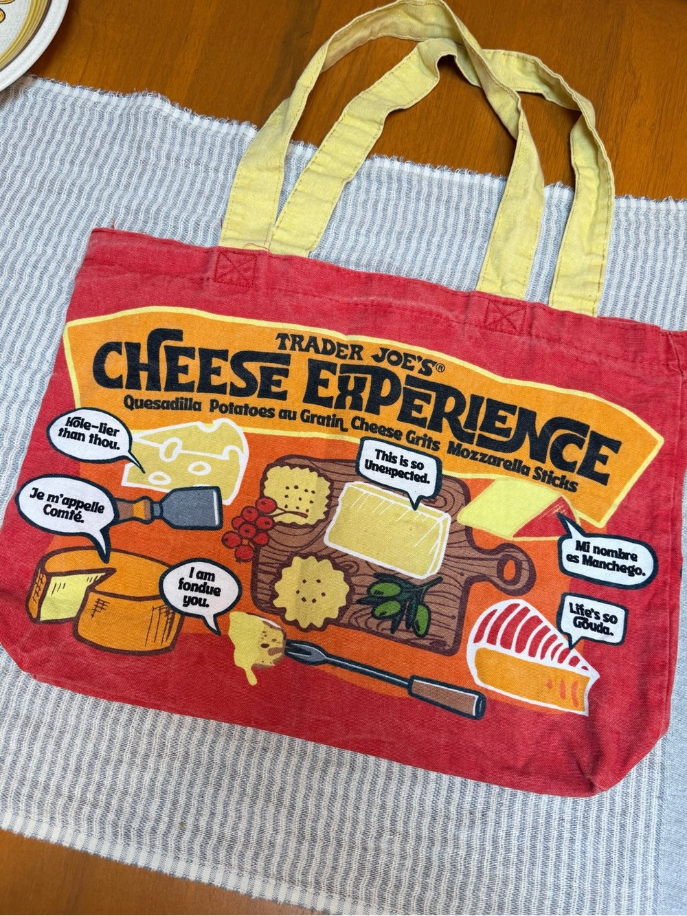 Trader Joe's Cheese Experience Canvas Tote Bag Red